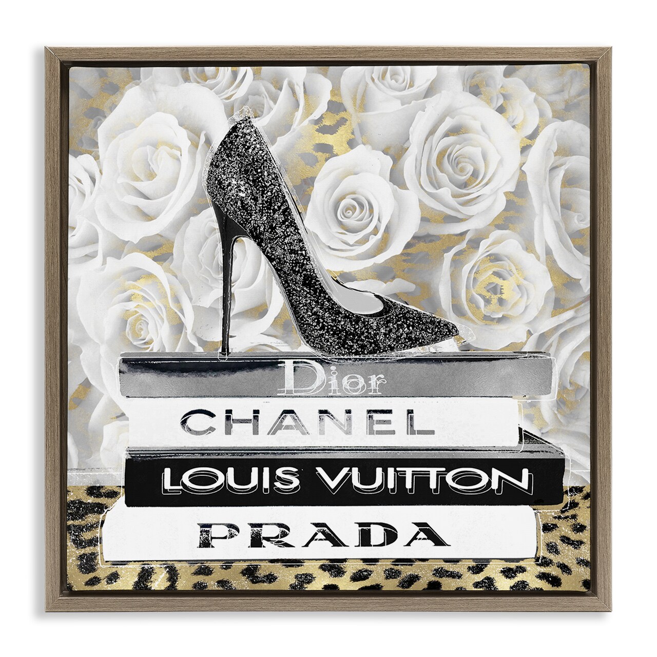Stupell Industries Glam Heel on Roses Floating Frame Design by Madeline Blake